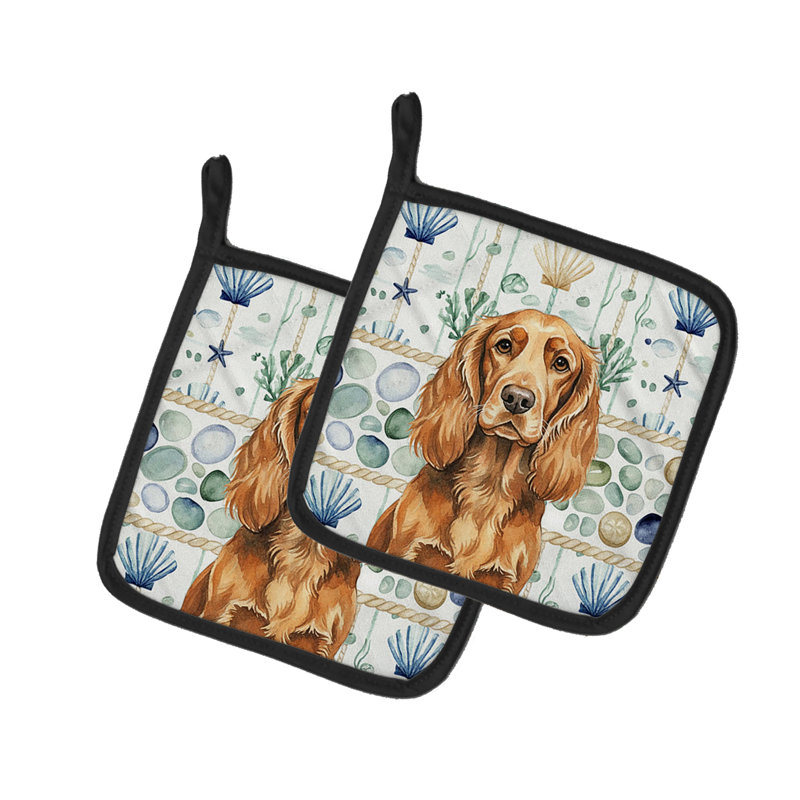 Paire de poignées en verre Sussex Spaniel