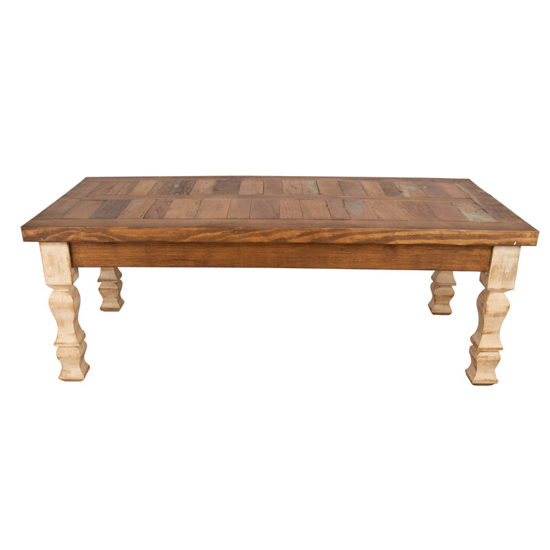 Crenata Solid Wood Coffee Table, Antiqued White