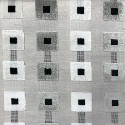 Patrick Fabric | Striped Square Geometric Velvet Fabric | Upholstery Fabric
