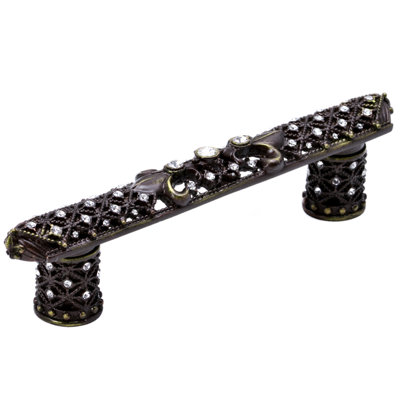 Carpe Diem Hardware Versailles 4 inches c.c. small pull Fleur De Lys w/ Swarovski Crystals and decorative column feet