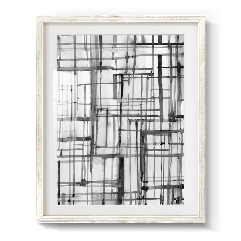 Line Meditation II - impression encadrée, Blanc, H 19,5 po x l 16,5 po