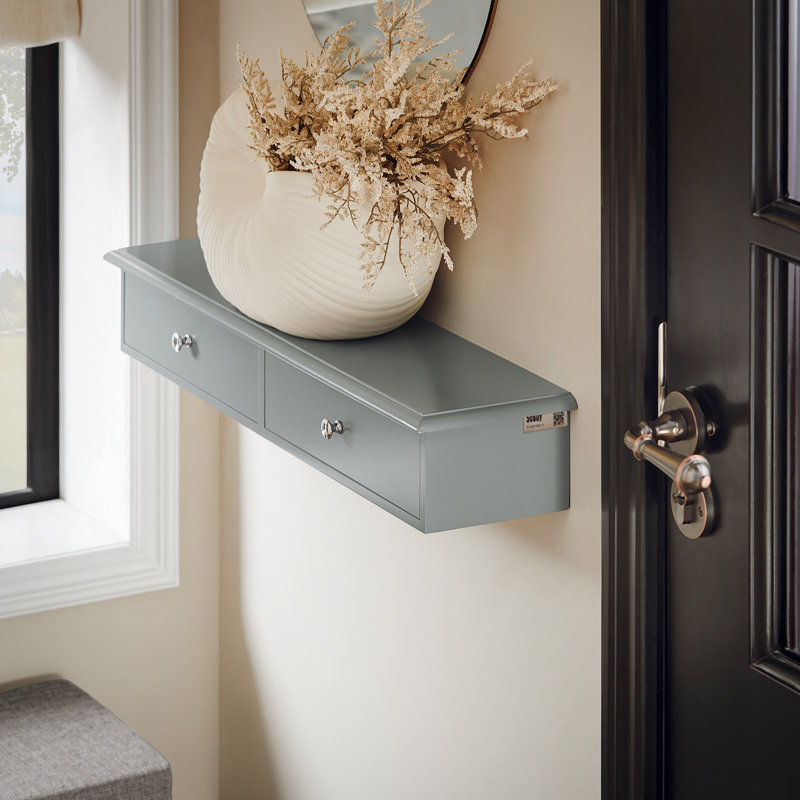 Lamartine Floating Shelf with Drawer, Grey