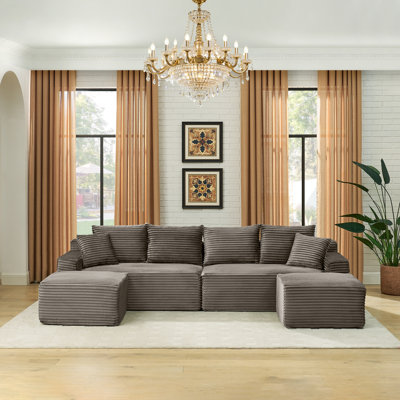 Boneless 115" Wide Modular Corduroy Sectional No Assembly
