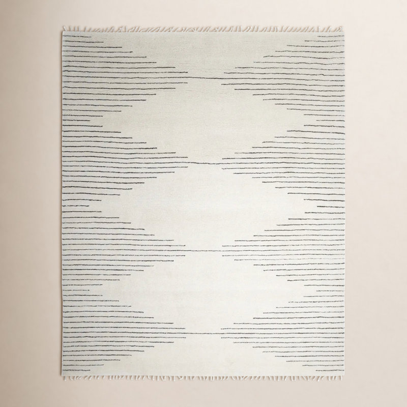 Thurman Hand Knotted Geometric Indoor Rug, Rectangle 5' x 8'