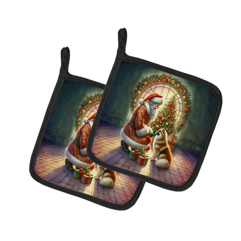 Caroline's Treasures Moments With Santa Polyester Potholder Set