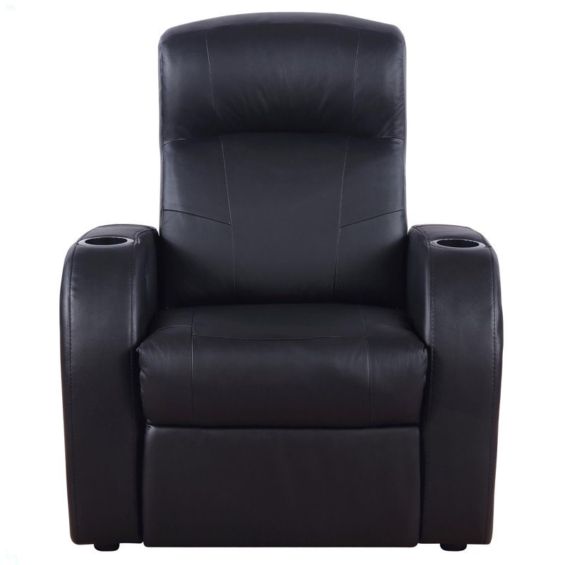 Fauteuil inclinable noir rembourré avec porte-gobelet