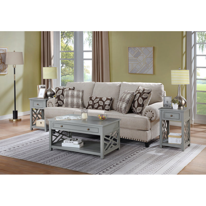 3 - Piece Living Room Table Set, Grey