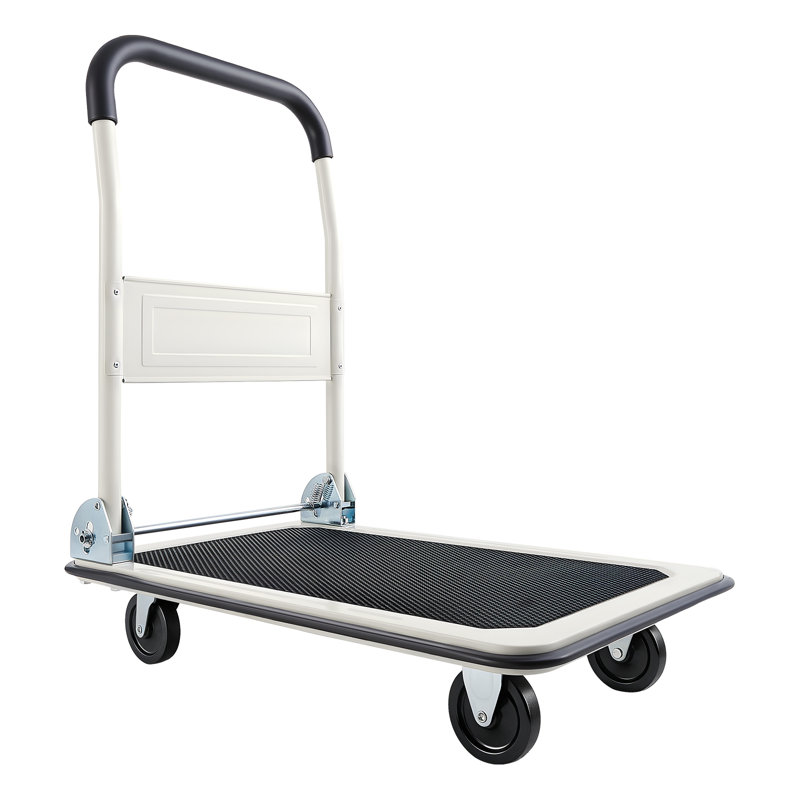 Chariot de manutention pliable, capacité de charge de 150 kg, dimensions : 74 x 48 x 83 cm, plateau pliable avec roues pivotantes, poignée de poussée compacte