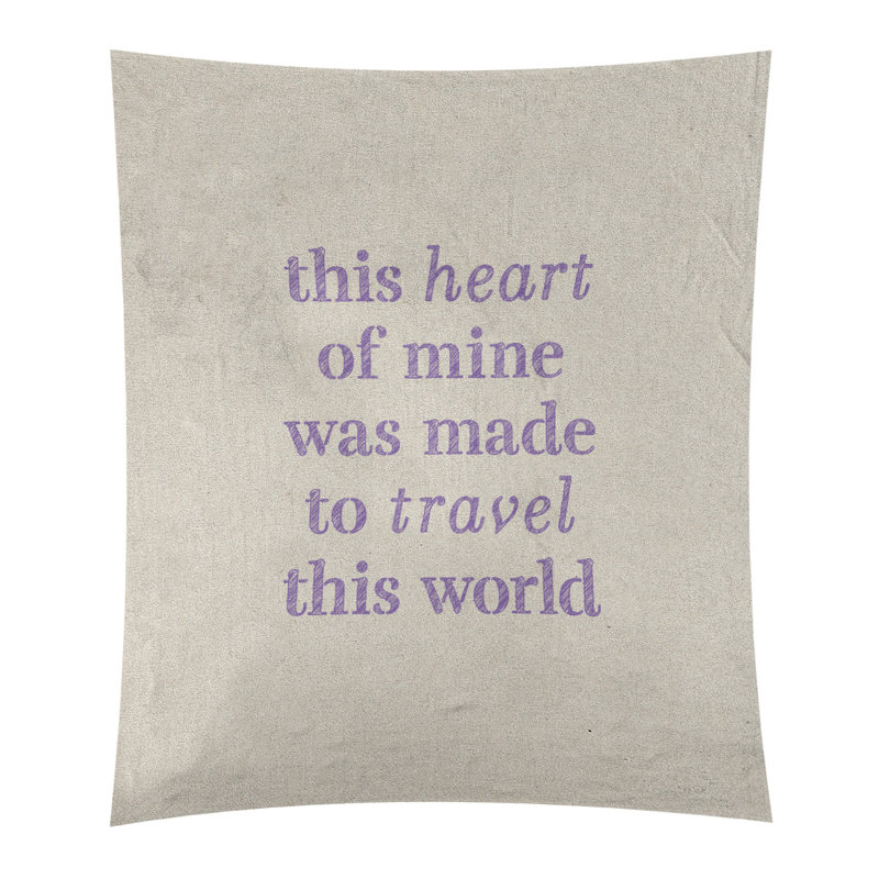 Tapisserie de polyester, voyage d’amour, H 60 po x l 51 po, Blanc / Mauve