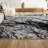 Horfield Marbled Abstract Black/Ivory Rug-1986879791
