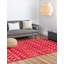 Tapis géométrique en chenille / polyester tissé à la machine Briehn - rouge / blanc-191151816