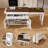 51" Rolling Kitchen Island With Retractable Dining Table And Power Socket - With 2 Drawers And 2 Door Cabinets