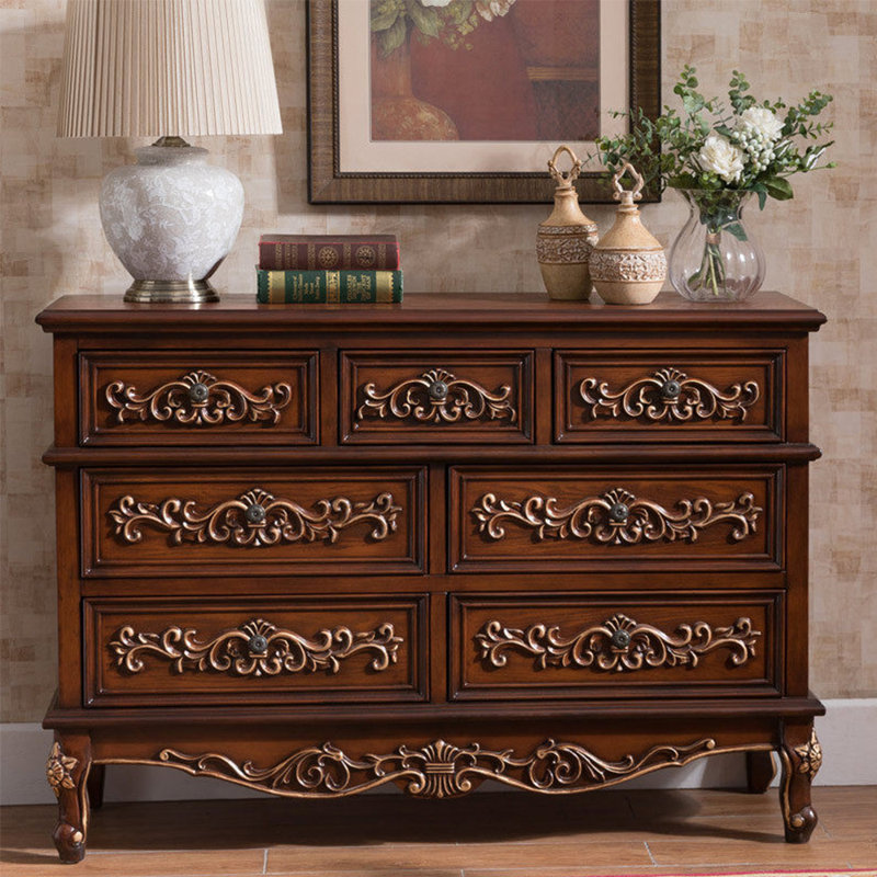 Commode à 7 tiroirs American Country, Brun