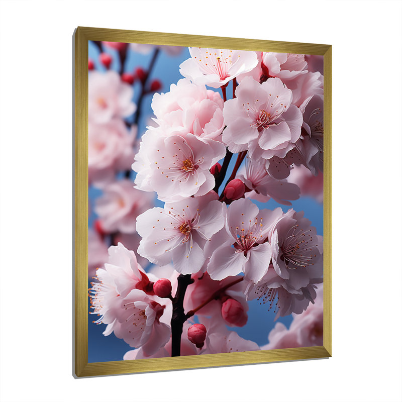 Fleurs, fleurs pastel I - impressions sur toile de fleurs de pommier, Encadrement doré, H 40 po x l 30 po x P 1,5 po