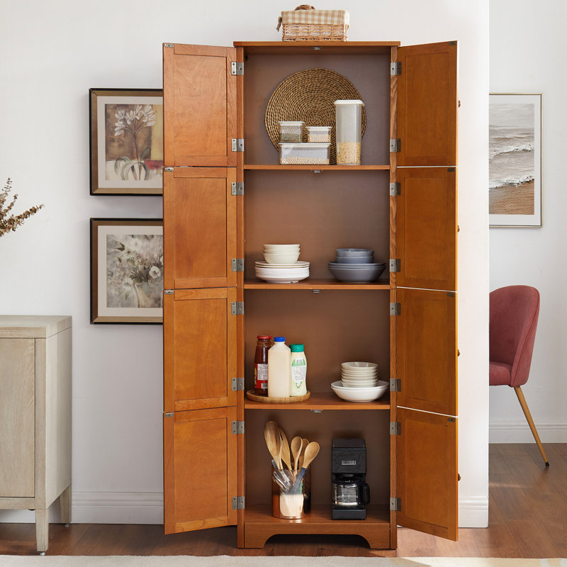 Armoire 8 portes 72,4 "de hauteur - Maximisez votre espace de rangement 8 portes avec 4 tablettes au fini chêne moderne et fonctionnel