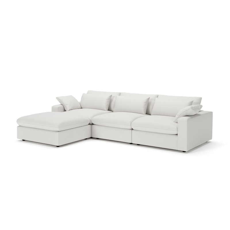 Remy 4-Piece Modular Chaise Sectional, Macarena Beige Basketweave