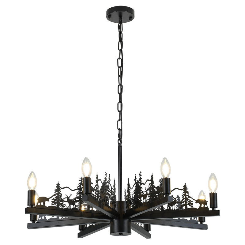 8-Light Dimmable Retro Metal Chandelier, 8 Lights