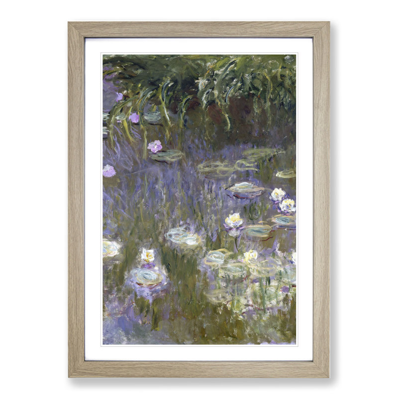 Water Lilies Lily Pond Vol.25 by Claude Monet - Picture Frame Painting, 48cm H x 36cm W x 2cm D, Oak