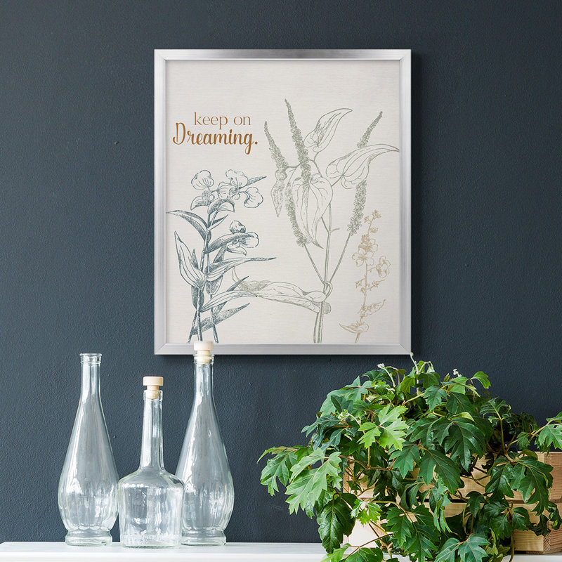 «Keep on Dreaming», toile encadrée de qualité supérieure - prête à être accrochée, Argent, H 24 po x l 20 po