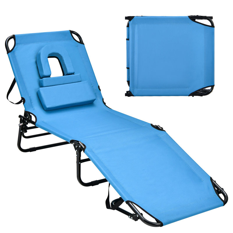 Averyanna Outdoor Metal Chaise Lounge, Blue