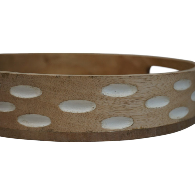 Ensemble de deux plateaux ronds en bois naturel 