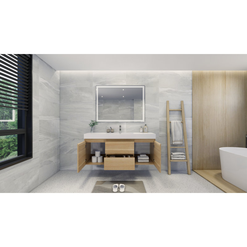 Mitul 58.75'' Single Bathroom Vanity with Acrylic Top, Coburg Oak