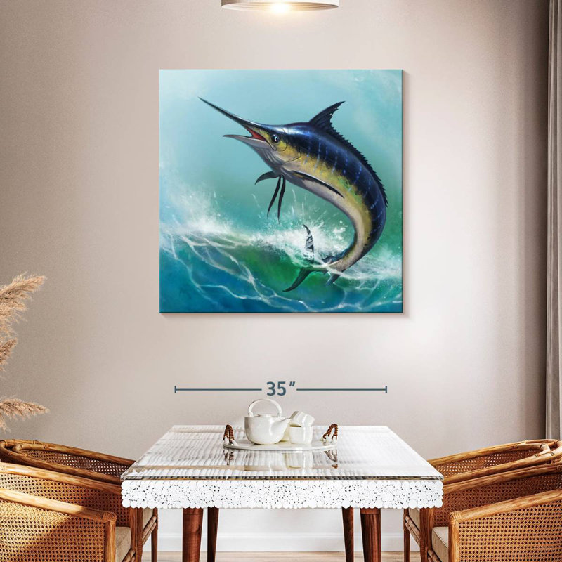 Crowle Blue Marlin Painting, H 39 po x l 39 po