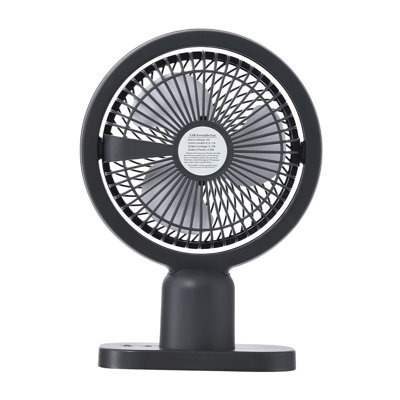 Gray Rechargeable Desk Fan with LED Light and Adjustable Tilt