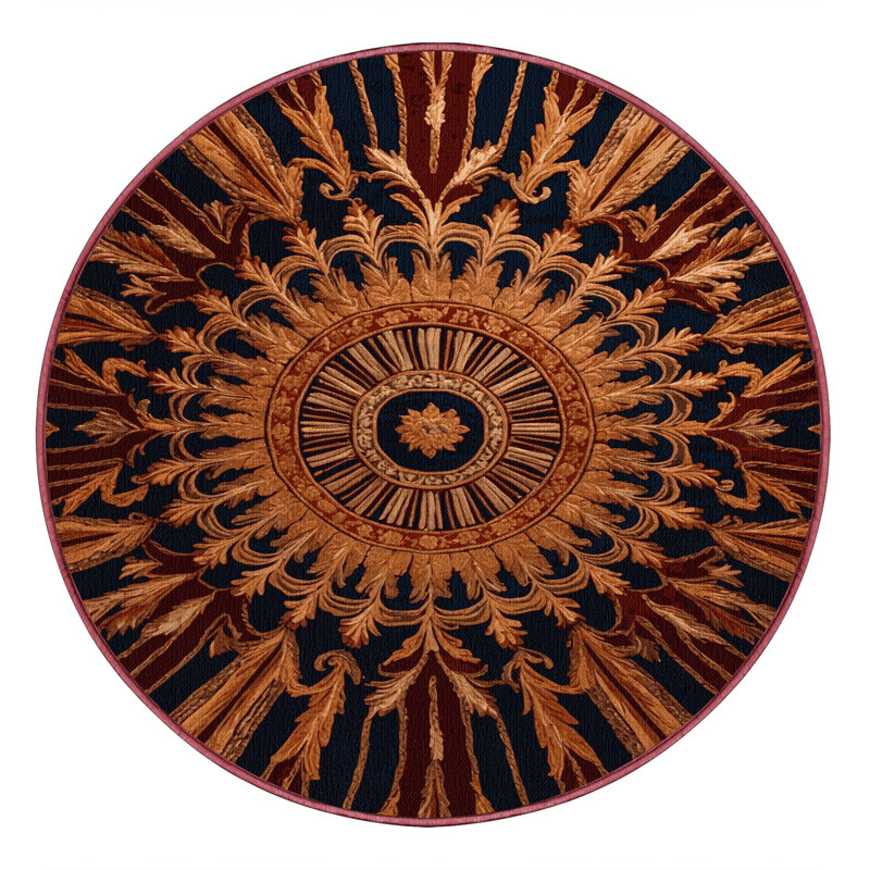 Tapis rouge français lavable à la machine, Rond 8 pi