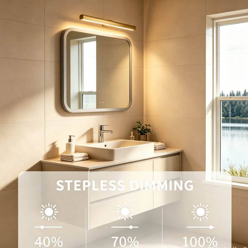 Premium Gold Motion Sensor LED Mirror Front Light, Rechargeable Dimmable Vanity Lamp with Remote Control