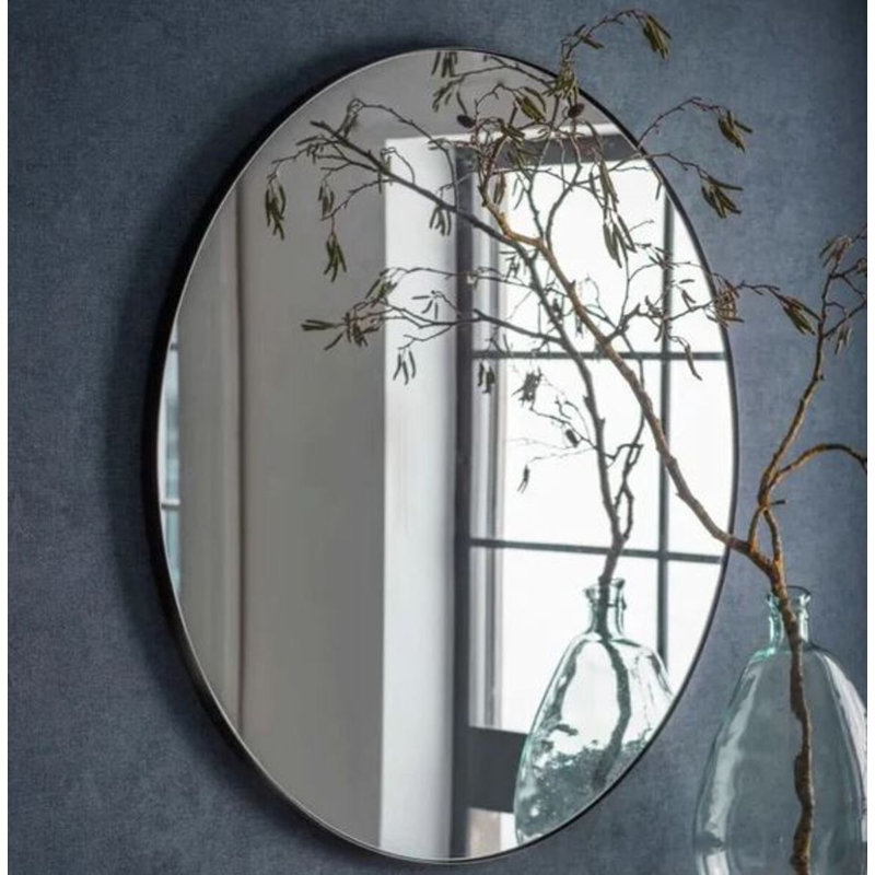 Miroir mural rond Hugo, Noir, noir, noir, noir, 60 po x 60 po