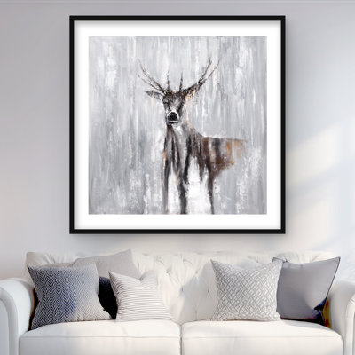 Abstract Deer in the Forest - Framed Print for Bedroom Decor