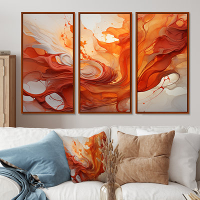 Abstrait rouge Firestorm Symphony I - ensemble de peintures sur toile