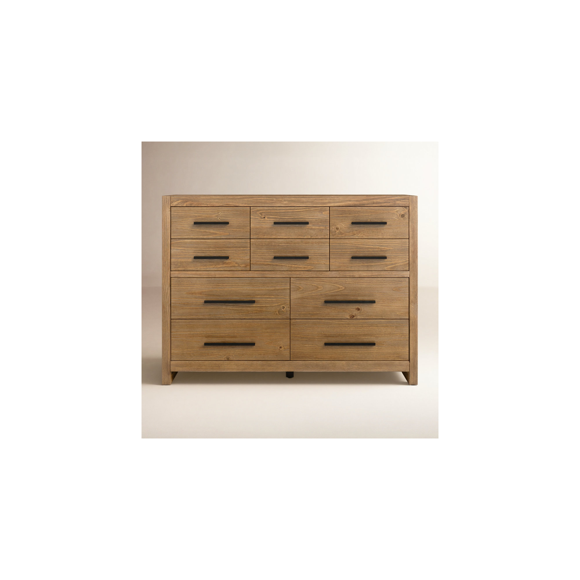 Modica 10-Drawer Solid Wood Dresser, Honey Brown