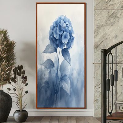 «Blue Hydrangeas In The Mist Dream II», art mural hydrangées