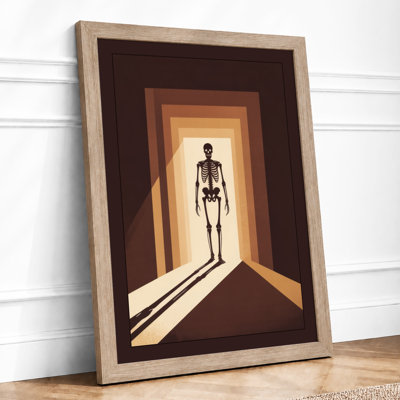 Skeleton in Doorway Modern - Framed Print