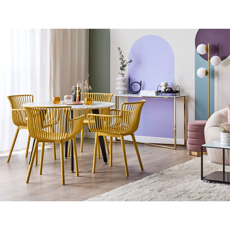Kluesner Patio Dining Dining Chair with Cushion, Yellow