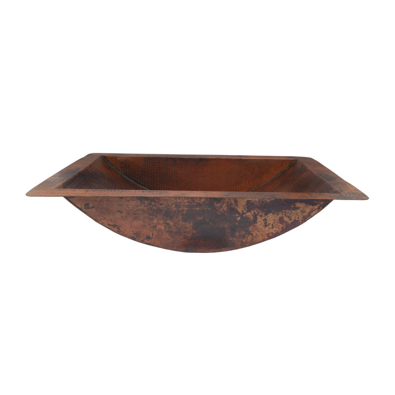 Novatto 16'' Copper Rectangular Drop-in, Dual Mount, Undermount Bathroom Sink, Natural