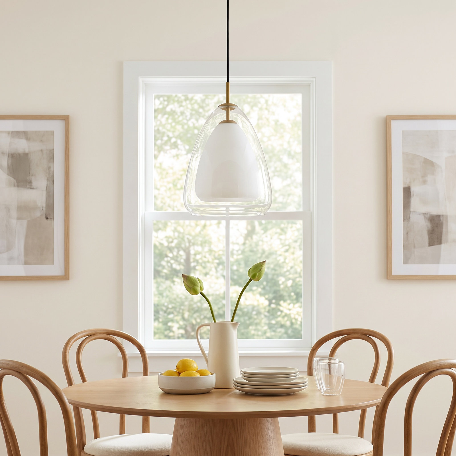 Lanisa Single Light Glass Steel Dimmable Pendant