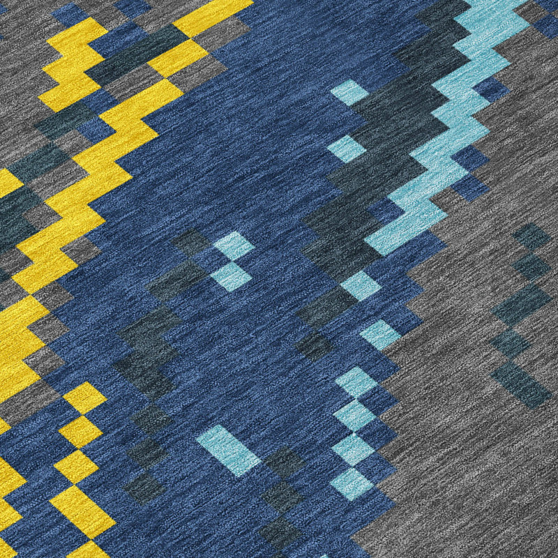 Machine Washable Indoor/Outdoor Chantille ACN2828 Kids Rug, 10' x 14', Navy
