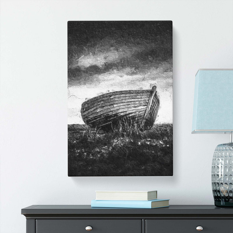 Stranded Wooden Boat - Wrapped Canvas, 76cm H x 50cm W x 3cm D
