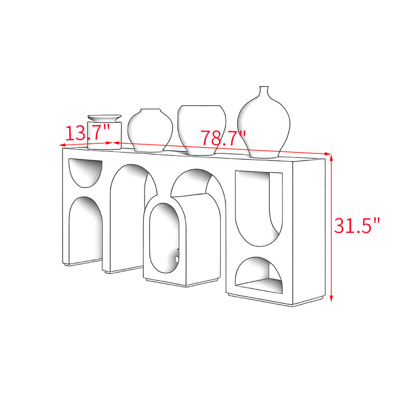 Console moderne en bois minimaliste, H 31,5 po x l 78,7 po x P 13,7 po, Noir