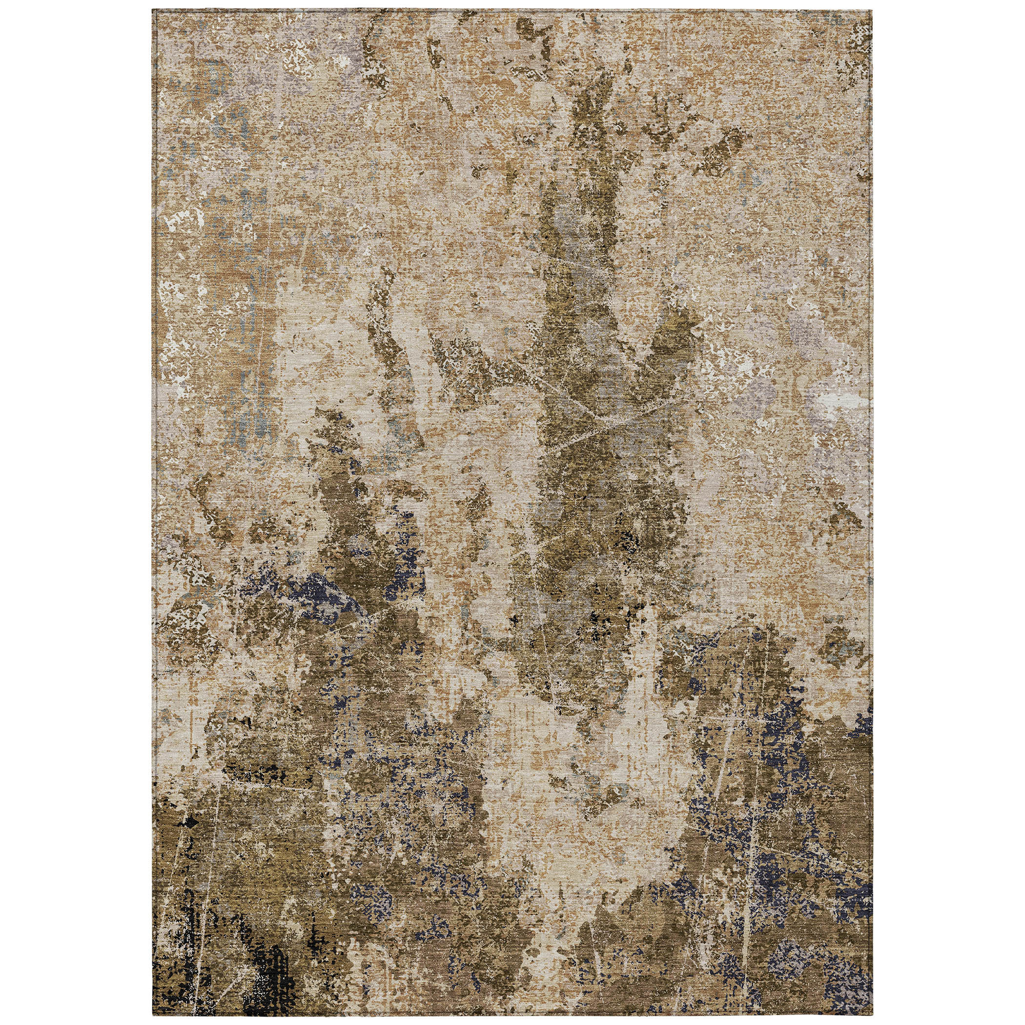 Orren Ellis 8' X 10' Khaki And Taupe Abstract Washable Indoor Outdoor ...