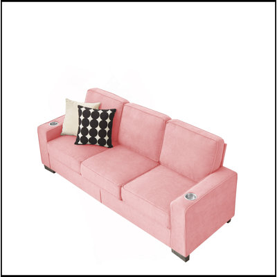 83.86"Snowfleece Fabric Sofa,Modern Compressed Couch,3-Seater Sofa, Furniture For Living Room,Bedroom,Office