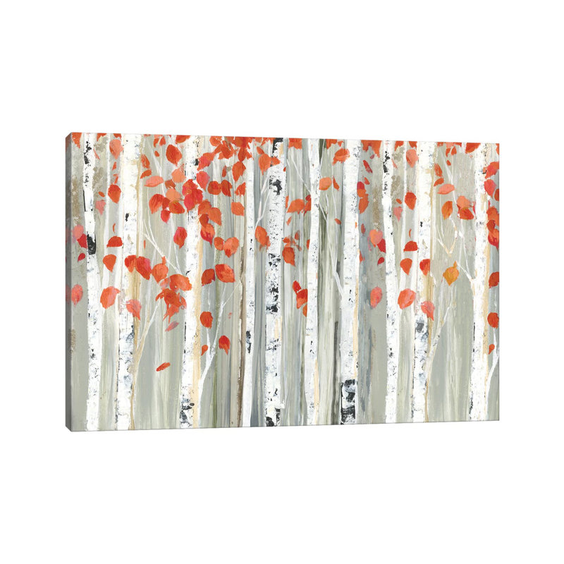 «Red Leaves» par Allison Pearce - reproduction d'art, H 18 po x l 26 po x P 1,5 po, Toile tendue