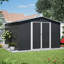 10x10 Ft Large Outdoor Metal Storage Shed, Black, Heavy - Duty Frame, Lockable Double Sliding Doors, All Weather For Patio, Lawn & Backyard, Ample Space Gardening Tools, Ventilation And Waterproof