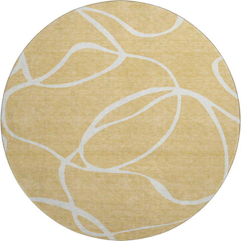 Premium Machine Washable Corum AMF999 Swirls Rug, Round 8'