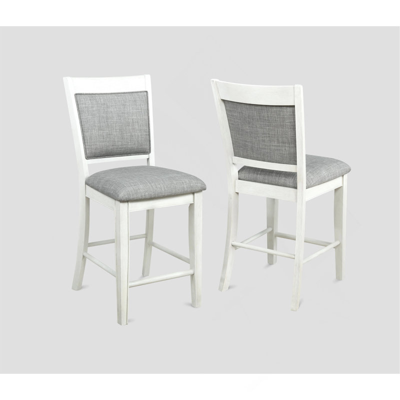 Mobilier en bois de style campagne avec tabouret de bar 2 pièces blanc et gris, Blanc