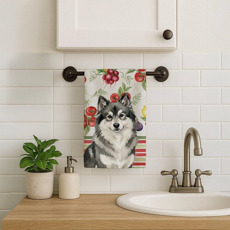 Keeshond Vegetables Kitchen Towel, Keeshond