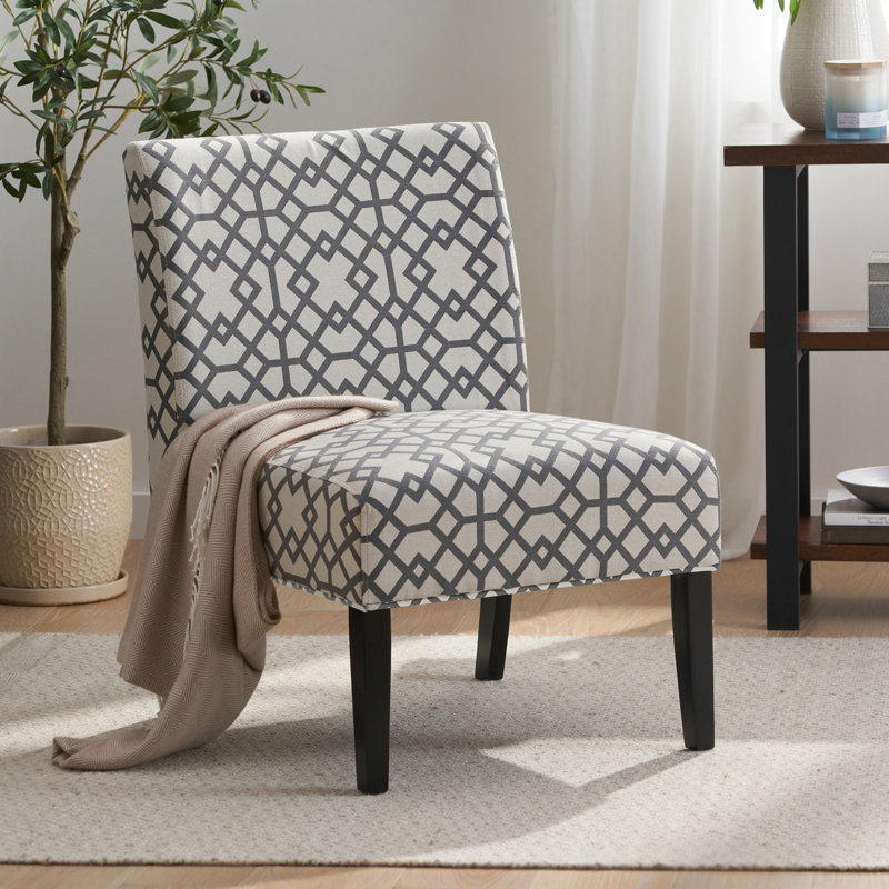 Fauteuil de chambre contemporain à motif géométrique en tissu